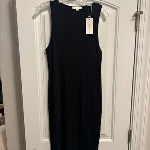 Vince Black Ribbed Midi Dress